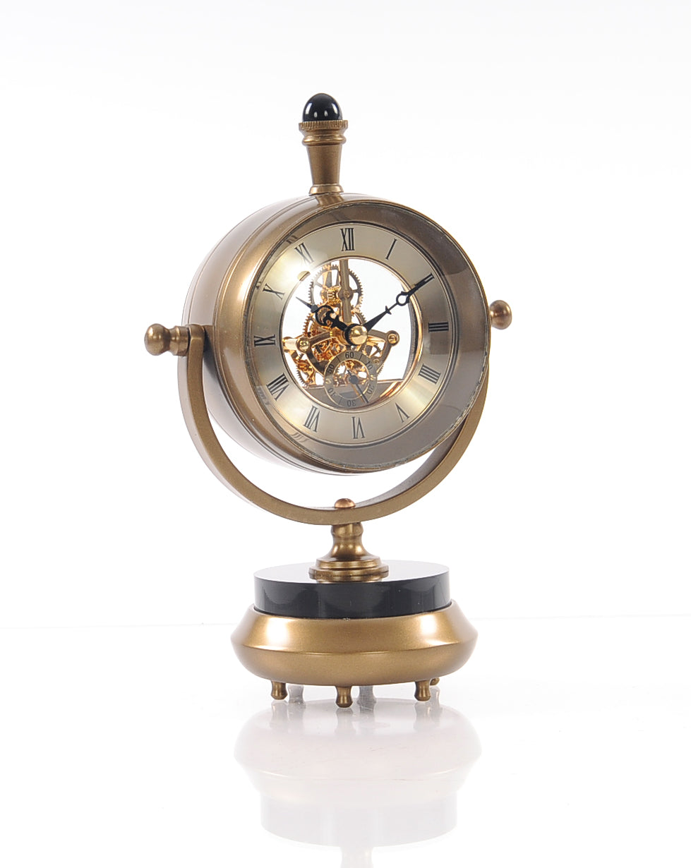 Brass Table Clock By Homeroots | Sculptures | Modishstore - 2
