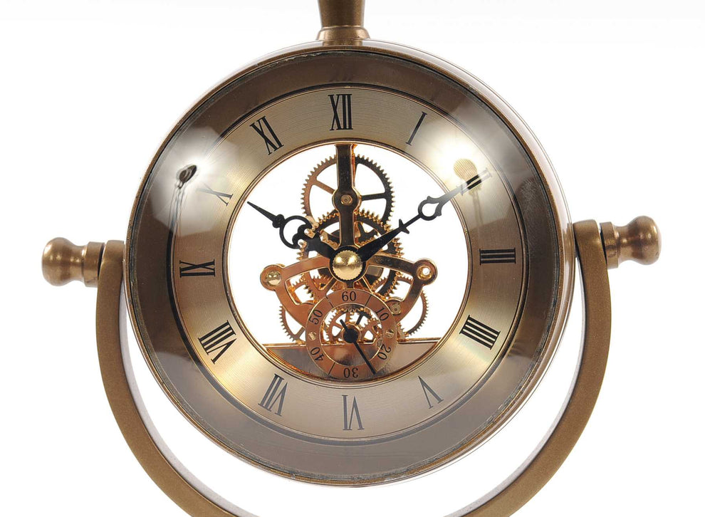 Brass Table Clock By Homeroots | Sculptures | Modishstore - 5