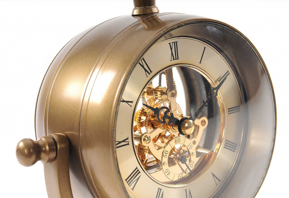 Brass Table Clock By Homeroots | Sculptures | Modishstore - 6