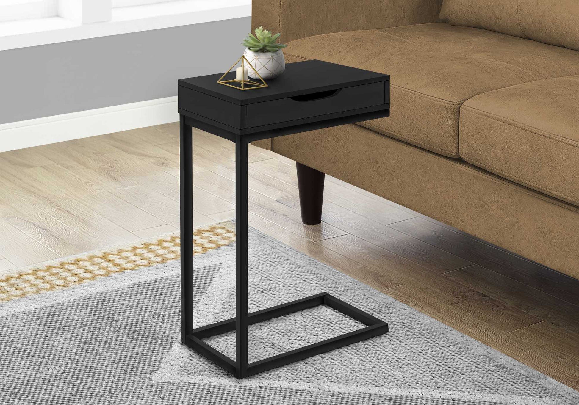 Black Metal With A Drawer Accent Table By Homeroots | Accent Tables | Modishstore - 3