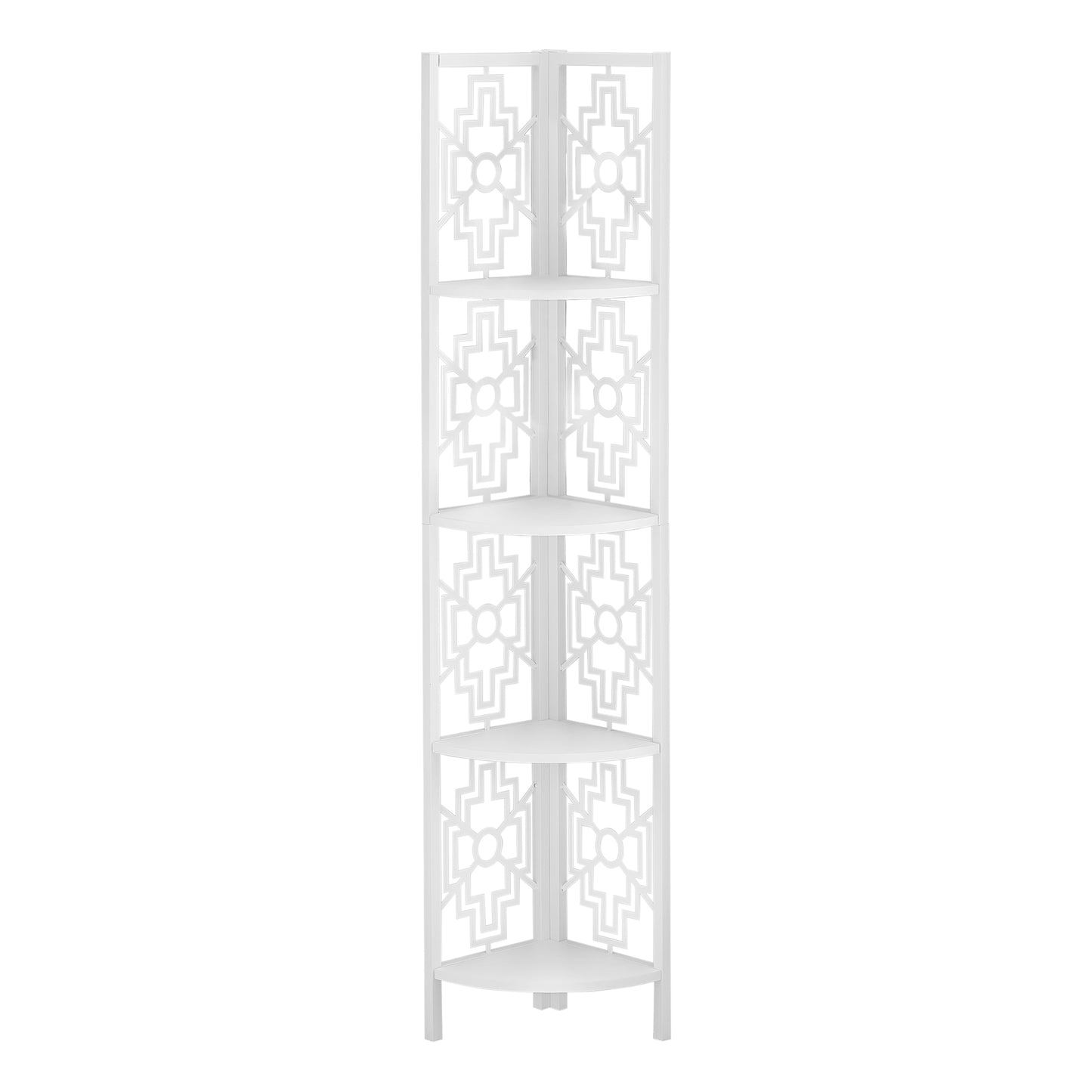 White Metal Corner Etagere Bookcase By Homeroots | Bookcases | Modishstore