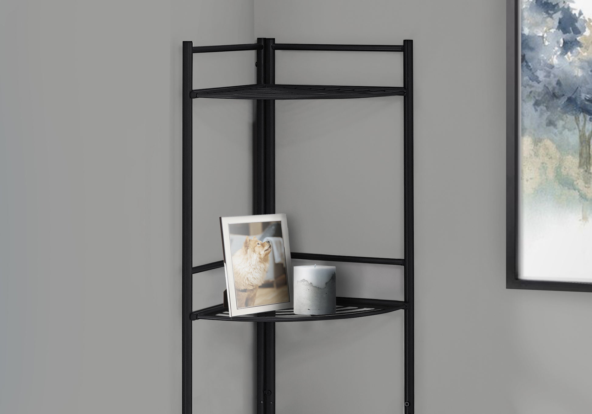 Classic Black 4 Tier Metal Corner Shelf By Homeroots | Bookcases | Modishstore - 2