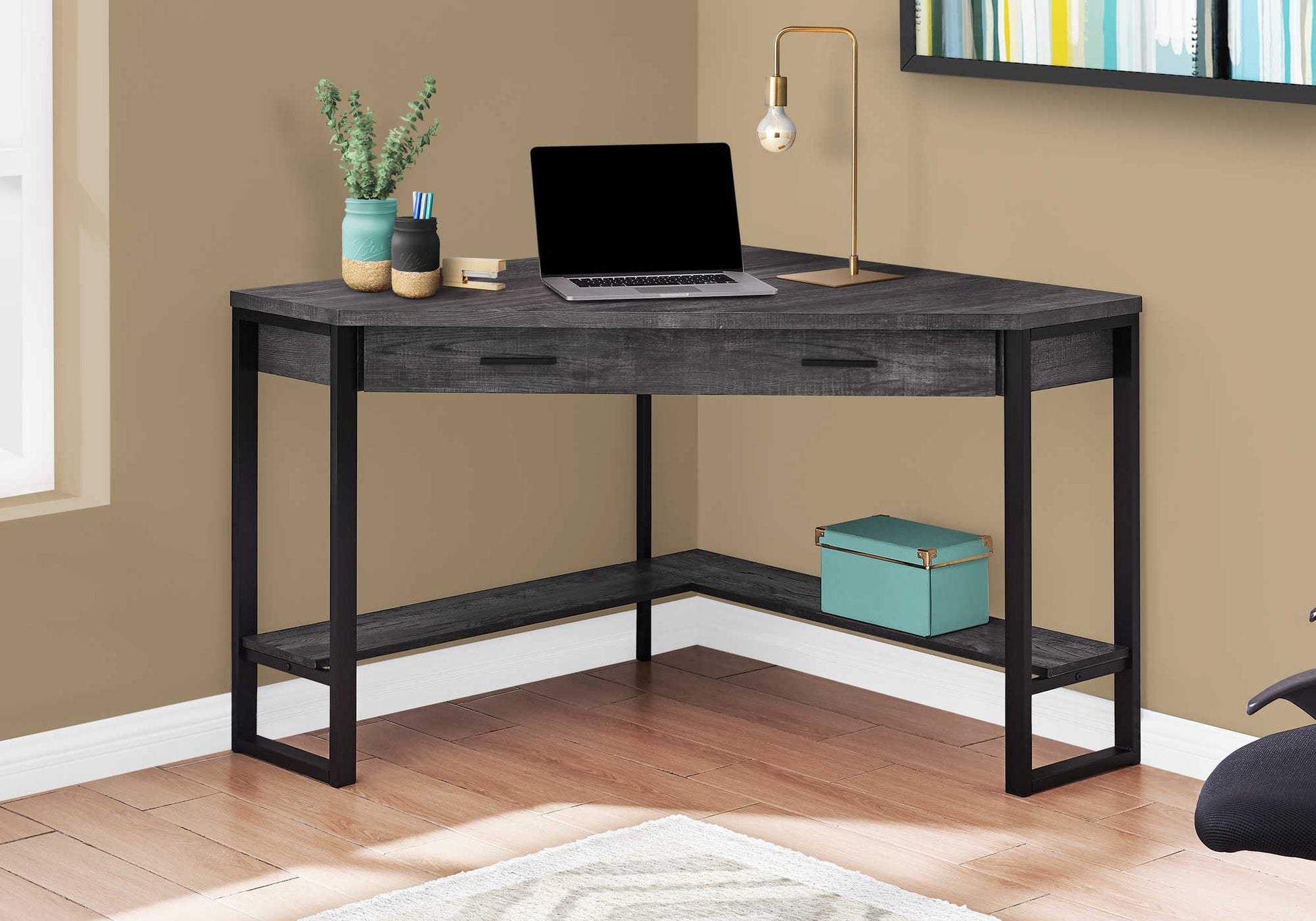 Black Reclaimed Wood Corner Computer Desk By Homeroots | Desks | Modishstore