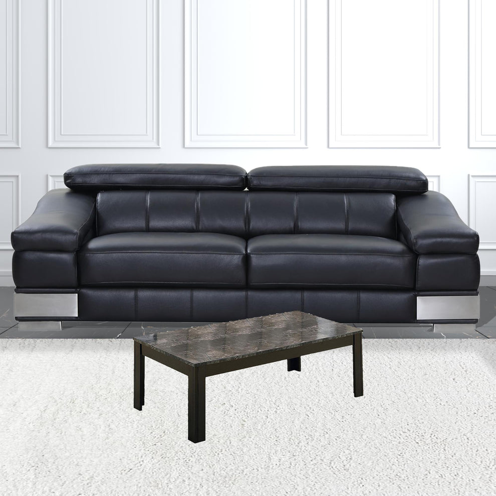 Black Grey Marble-Look Top Table Set - 3Pcs Set By Homeroots | Coffee Tables | Modishstore - 3