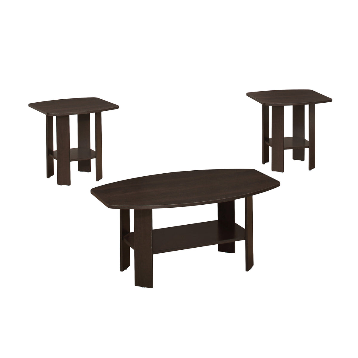 Set Of Three 36" Brown Rectangular Coffee Table With Shelf By Homeroots | Coffee Tables | Modishstore
