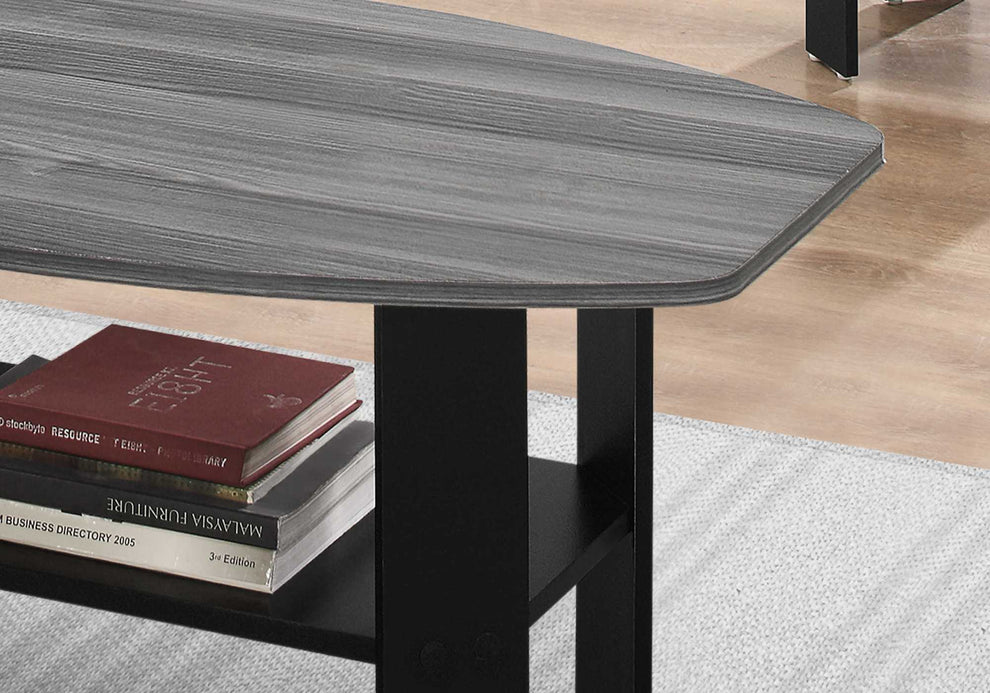 Set Of Three 36" Gray And Black Rectangular Coffee Table With Shelf By Homeroots | Coffee Tables | Modishstore - 2