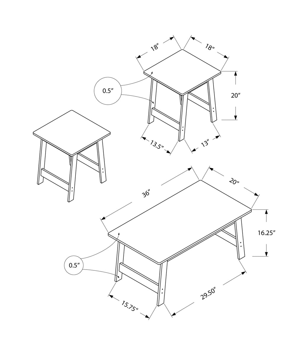 Cappuccino Table Set - 3Pcs Set By Homeroots | Accent Tables | Modishstore - 5