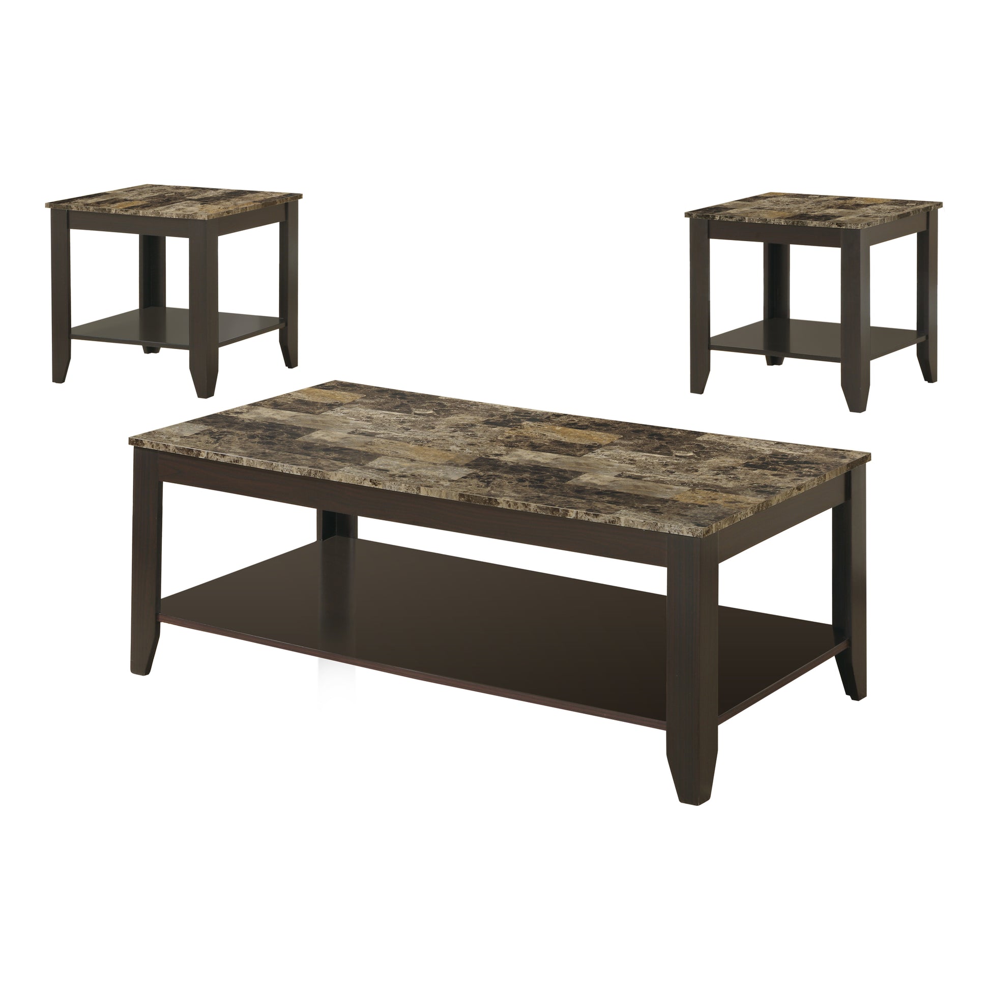 Cappuccino Marble Look Top Table Set 3Pcs Set By Homeroots | Accent Tables | Modishstore