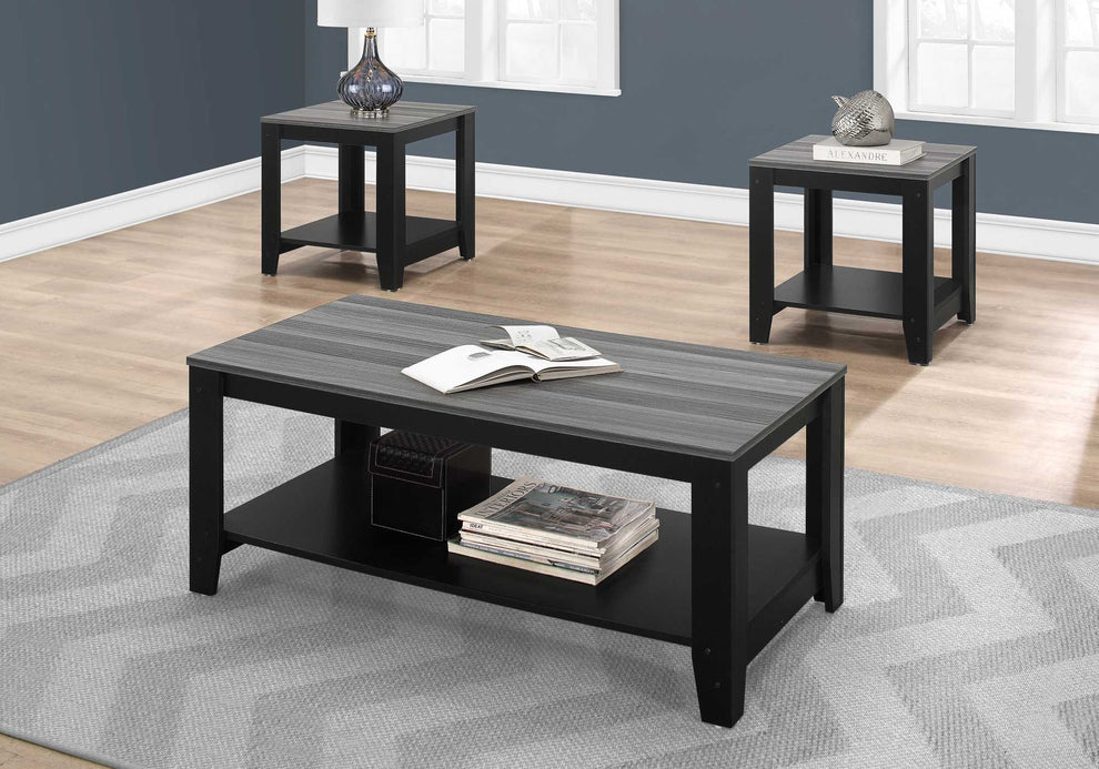 Black Grey Top Table Set 3Pcs Set By Homeroots | Coffee Tables | Modishstore - 6