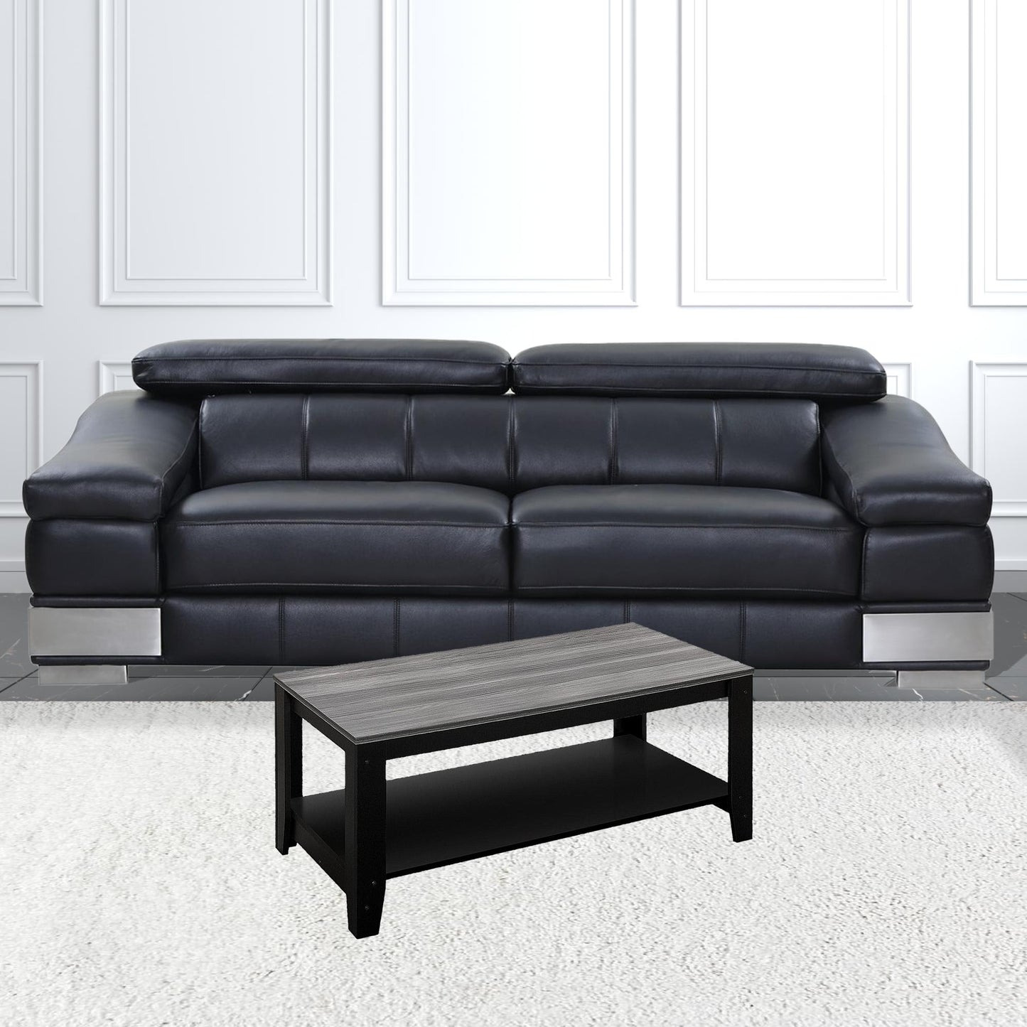 Black Grey Top Table Set 3Pcs Set By Homeroots | Coffee Tables | Modishstore - 3