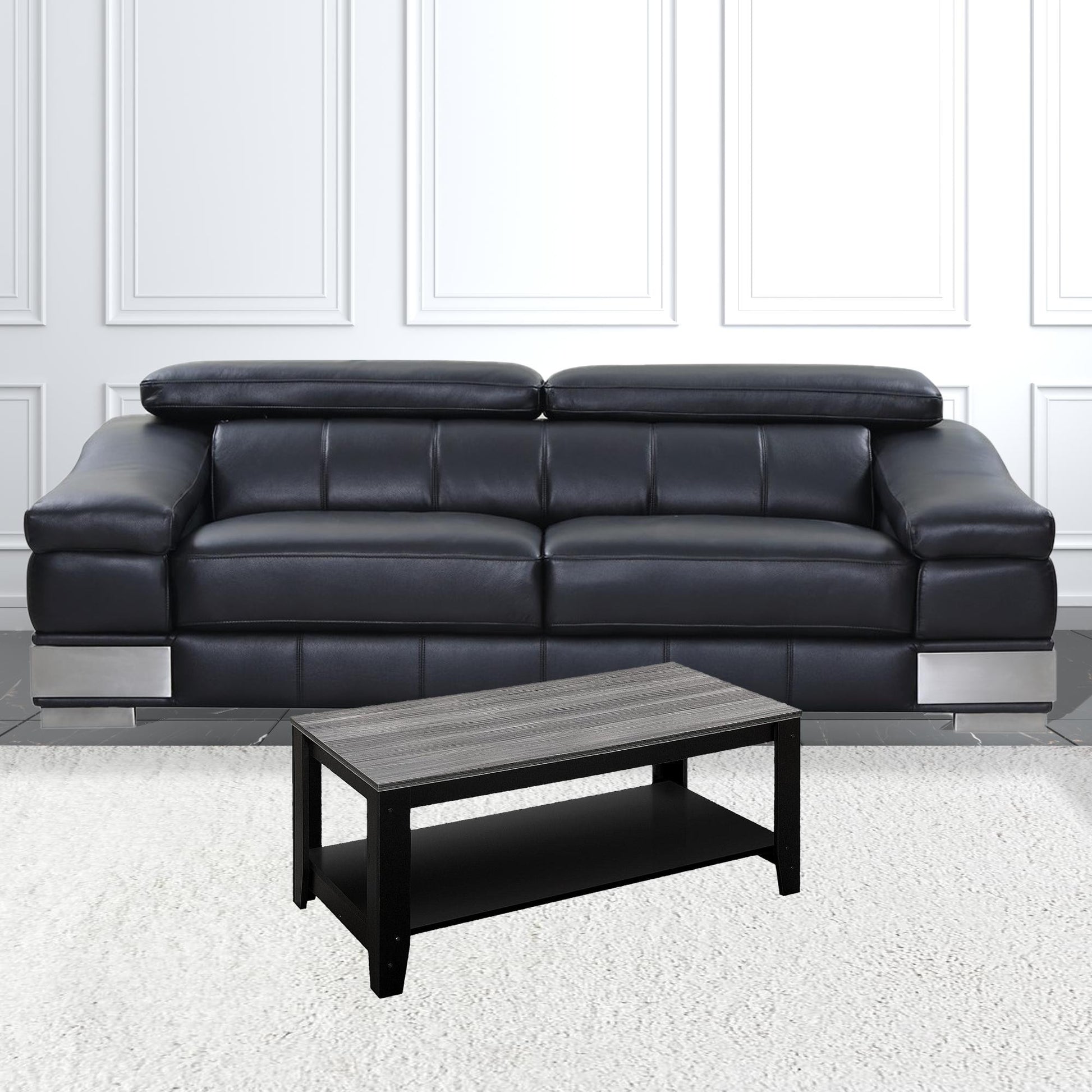 Black Grey Top Table Set 3Pcs Set By Homeroots | Coffee Tables | Modishstore - 3