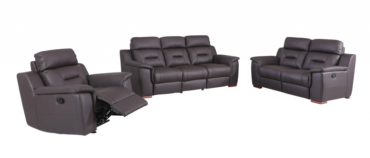 Three Piece Brown Leather Match Six Person Seating Set By Homeroots
