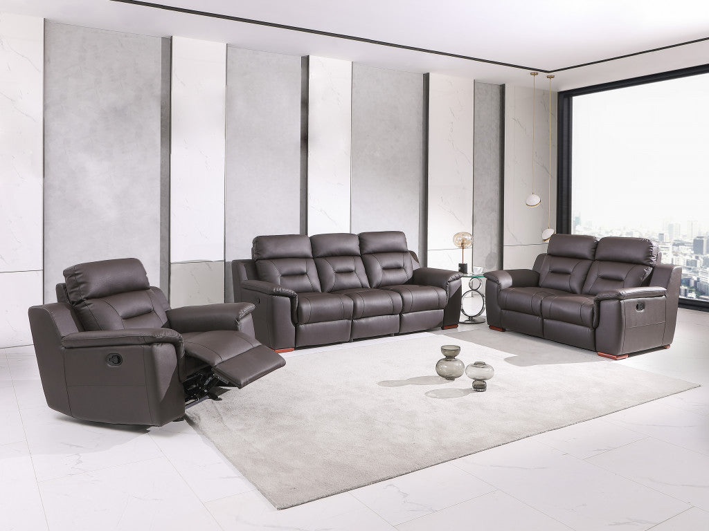 Three Piece Brown Leather Match Six Person Seating Set By Homeroots | Sofa Set | Modishstore - 5