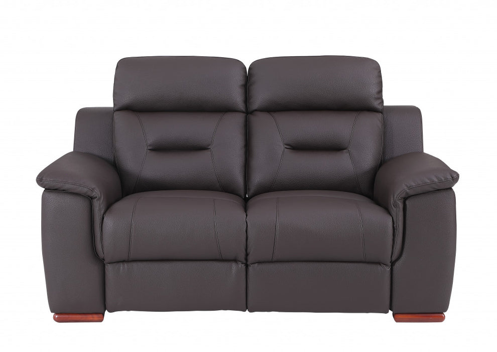 Three Piece Brown Leather Match Six Person Seating Set By Homeroots | Sofa Set | Modishstore - 2