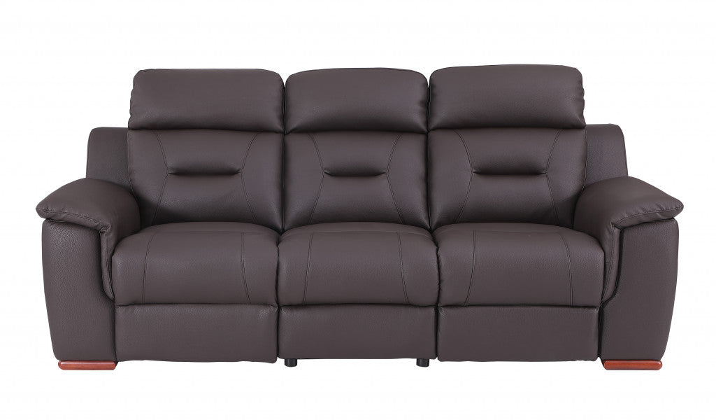 Three Piece Brown Leather Match Six Person Seating Set By Homeroots | Sofa Set | Modishstore - 3
