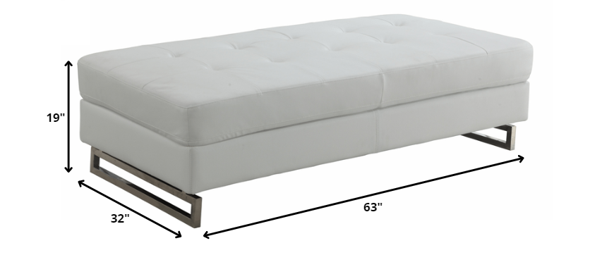 White Ottoman By Homeroots | Ottomans | Modishstore - 2