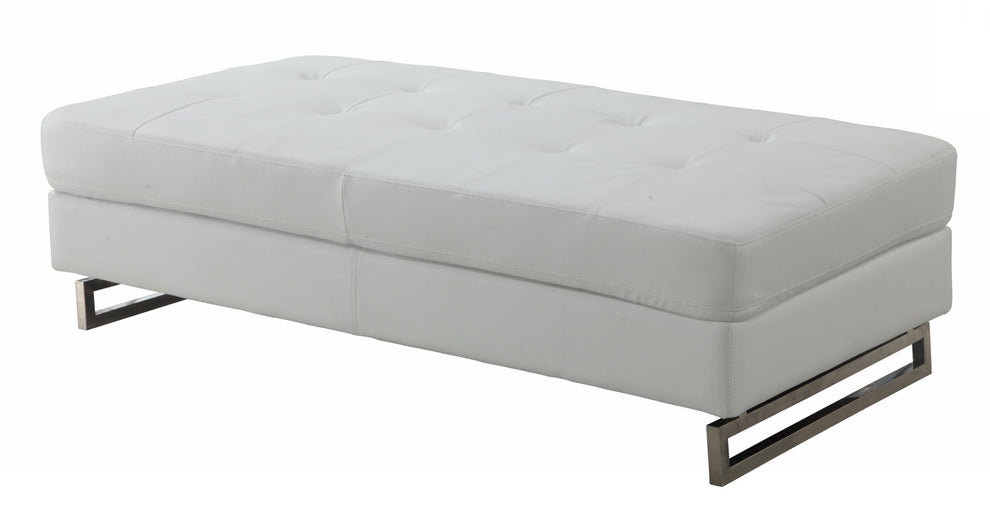 White Ottoman By Homeroots | Ottomans | Modishstore - 3