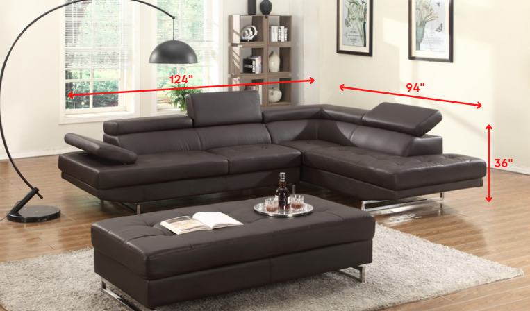 Brown Sectional RAF By Homeroots | Sectional | Modishstore - 2