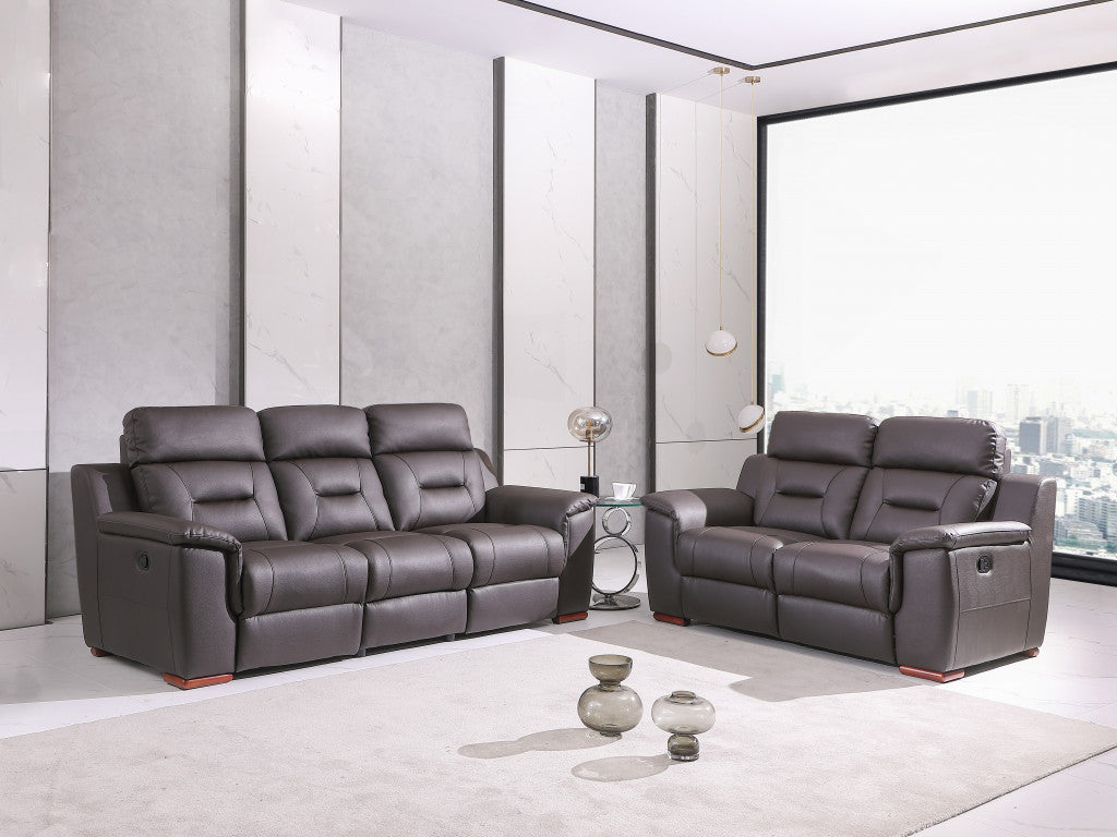 Two Piece Brown Leather Match Five Person Seating Set By Homeroots | Sofa Set | Modishstore - 5