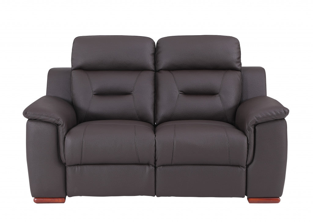 Two Piece Brown Leather Match Five Person Seating Set By Homeroots | Sofa Set | Modishstore