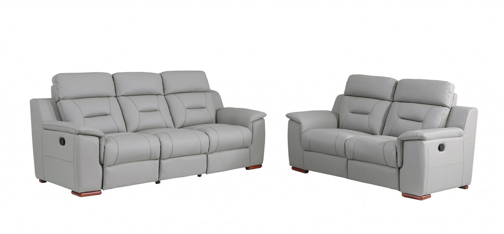 Two Piece Gray Leather Match Five Person Seating Set By Homeroots | Sofa Set | Modishstore - 4
