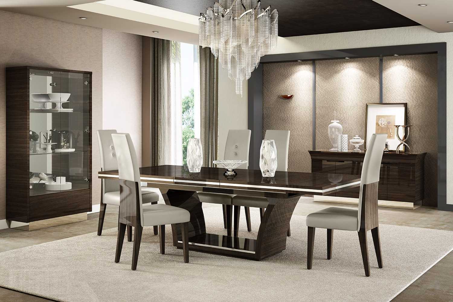 Wenge Dining Table And Pcs Chair Set By Homeroots | Dining Tables | Modishstore
