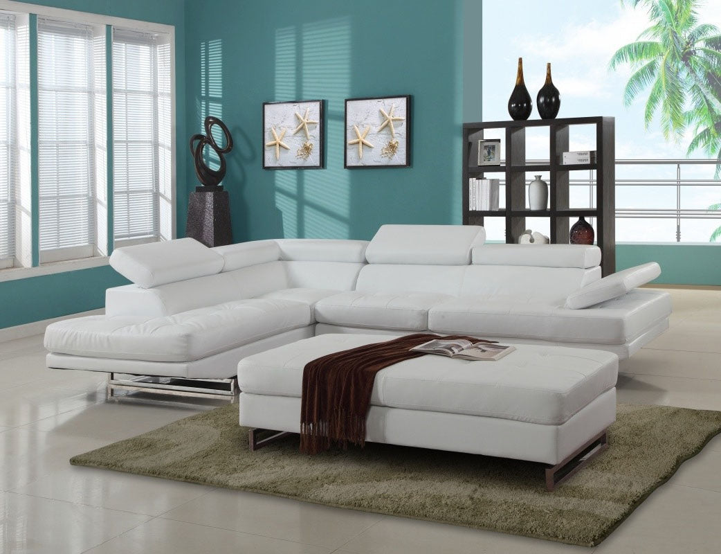 White Sectional LAF By Homeroots | Sectional | Modishstore - 2
