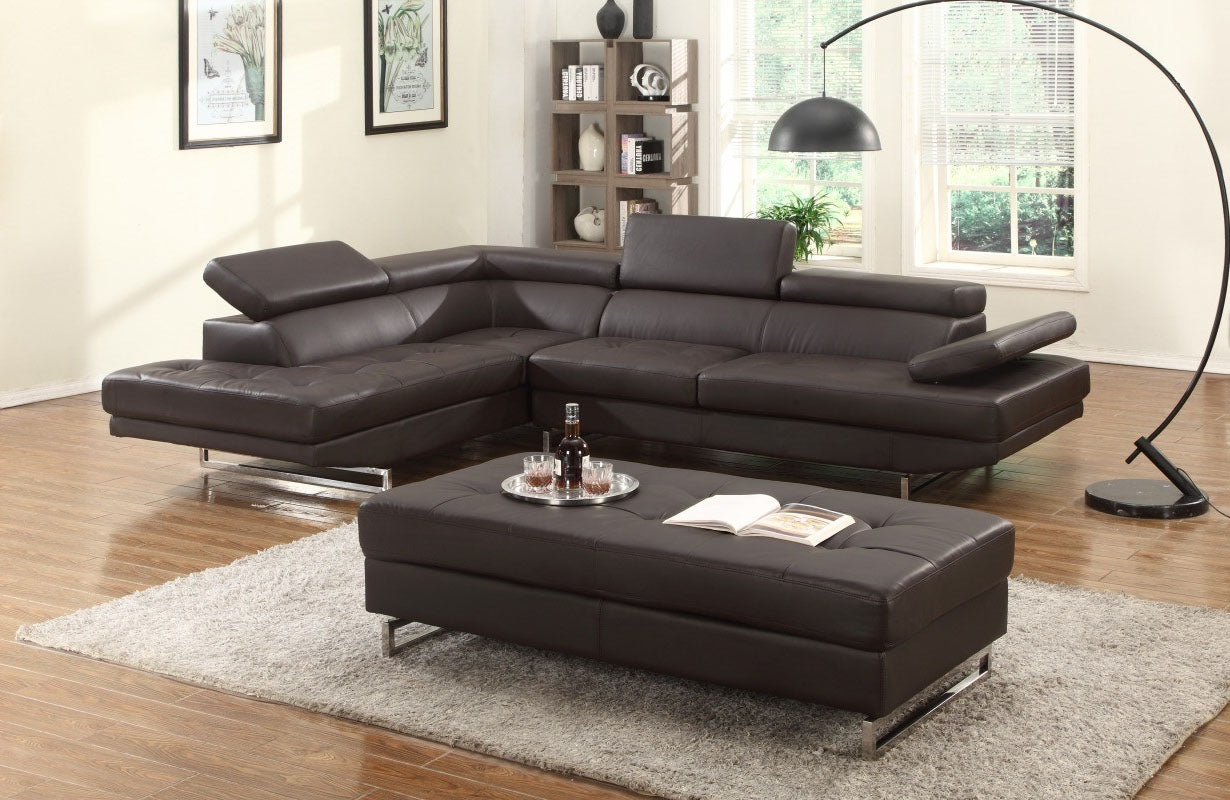 124" X 94" X 36" Brown Sectional LAF By Homeroots | Sectional | Modishstore