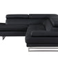 Black Faux Leather Stationary L Shaped Two Piece Sofa And Chaise By Homeroots
