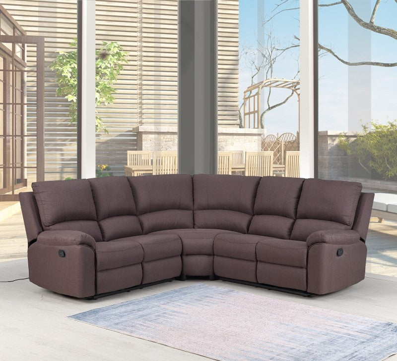 Brown Chenille Reclining Sectional By Homeroots | Sectional | Modishstore - 2