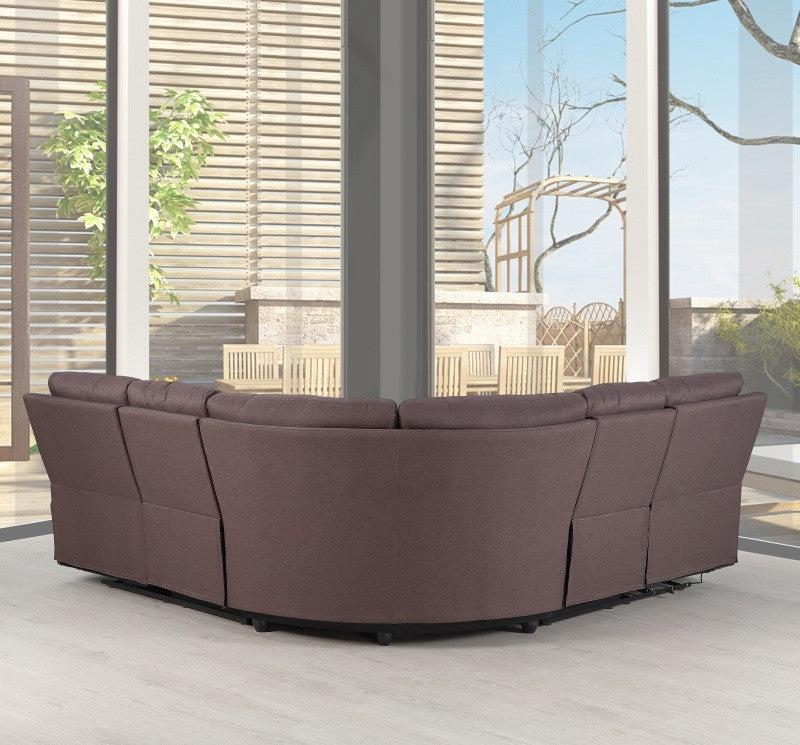 Brown Chenille Reclining Sectional By Homeroots | Sectional | Modishstore - 3