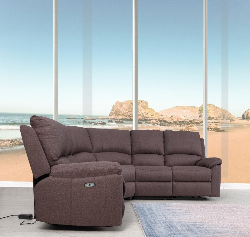 Brown Power Reclining Sectional By Homeroots | Sectional | Modishstore - 4