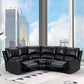 Black Power Reclining Sectional By Homeroots | Sectional | Modishstore - 2