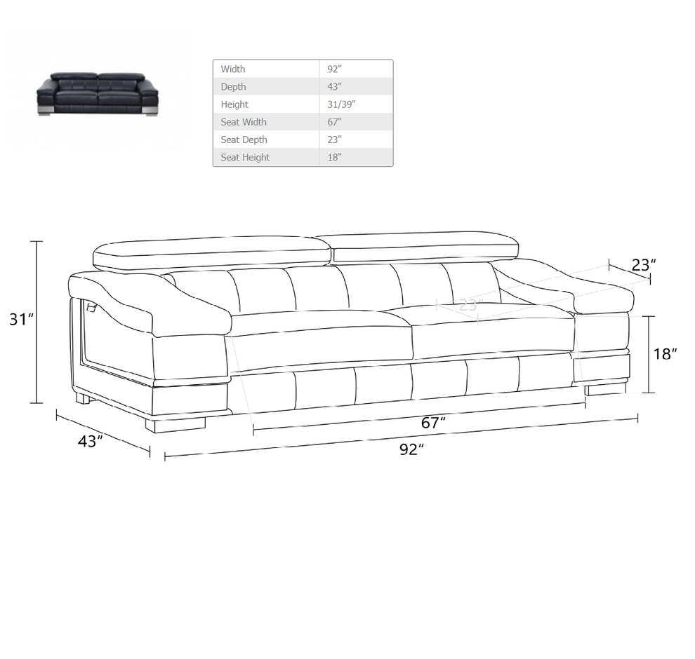 Black Sofa Love By Homeroots | Sofa Set | Modishstore - 2