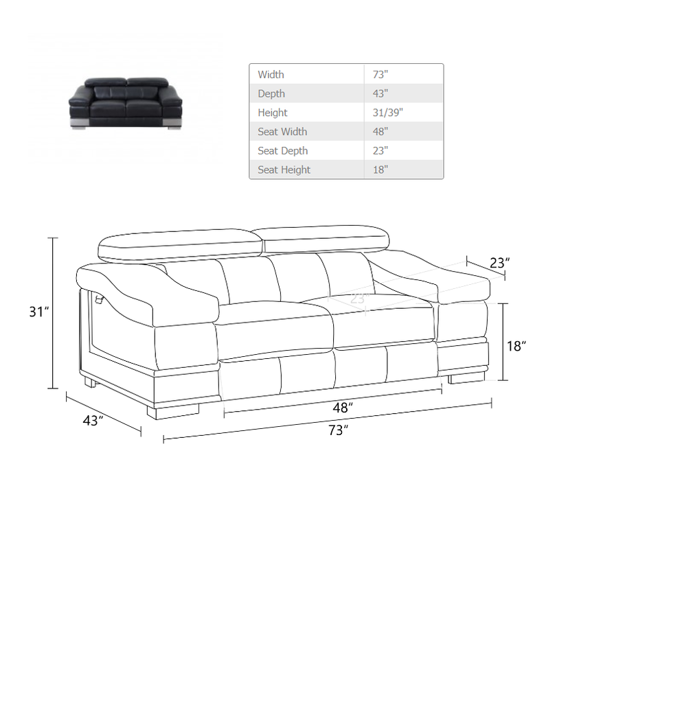 Black Sofa Love By Homeroots | Sofa Set | Modishstore - 3