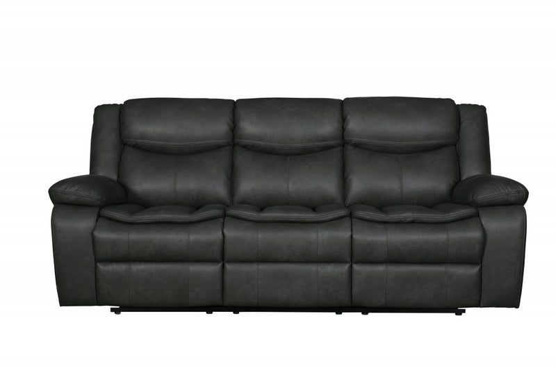 Modern Soft Gray Faux Leather Reclining Sofa By Homeroots | Sofas | Modishstore