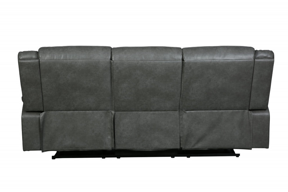 Modern Soft Gray Faux Leather Reclining Sofa By Homeroots | Sofas | Modishstore - 4