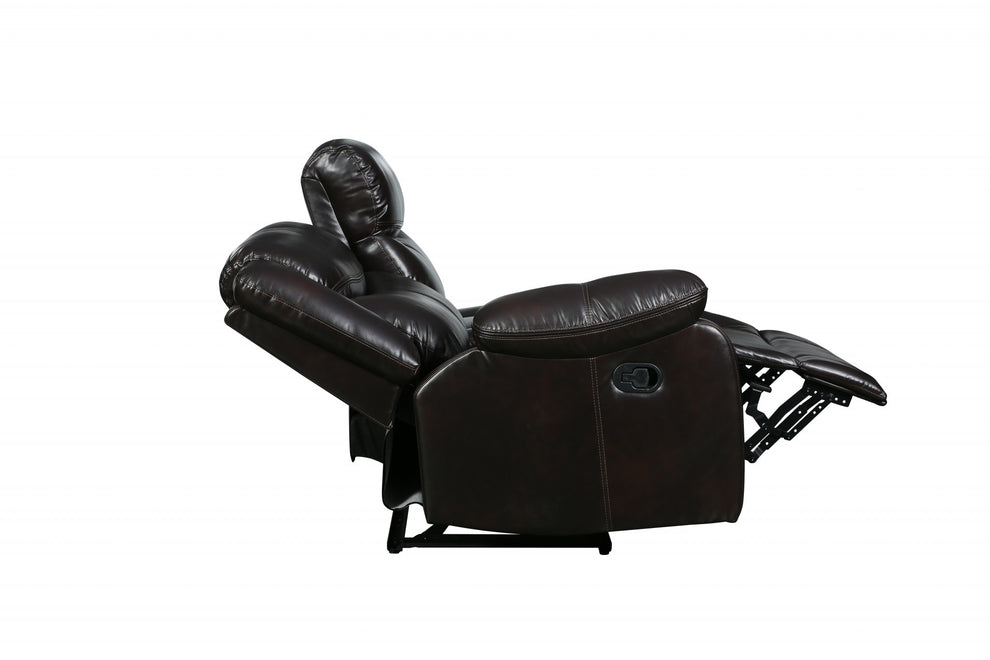Espresso Brown Faux Leather Reclining Sectional Sofa By Homeroots | Sofa Set | Modishstore - 3