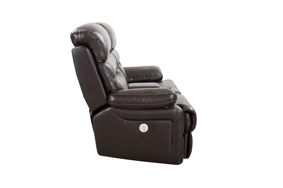 Brown Power Reclining Console Loveseat By Homeroots - 366312 | Loveseats | Modishstore - 3