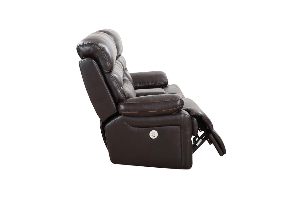 Brown Power Reclining Console Loveseat By Homeroots - 366312 | Loveseats | Modishstore - 4