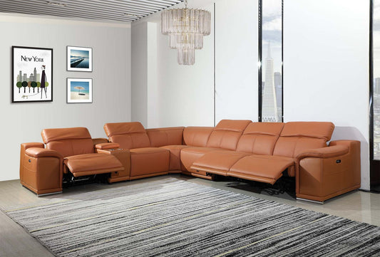 Camel Power Reclining 7PC Sectional By Homeroots - 366352 | Sectional | Modishstore
