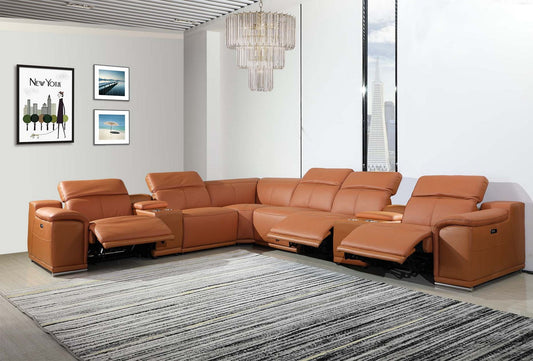 Camel Power Reclining 8PC Sectional By Homeroots - 366354 | Sectional | Modishstore