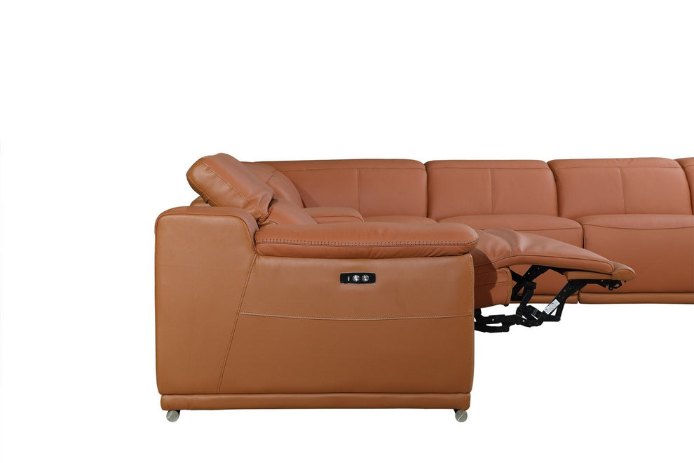 Camel Power Reclining 8PC Sectional By Homeroots - 366354 | Sectional | Modishstore - 3