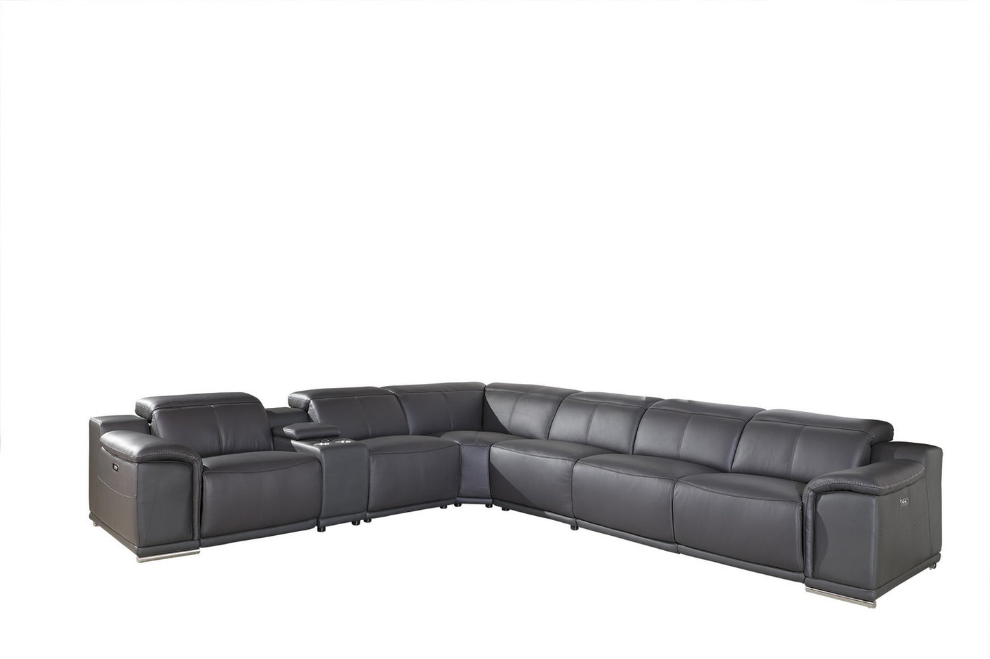 Dark Grey Power Reclining 7PC Sectional By Homeroots - 366357 | Sectional | Modishstore - 2
