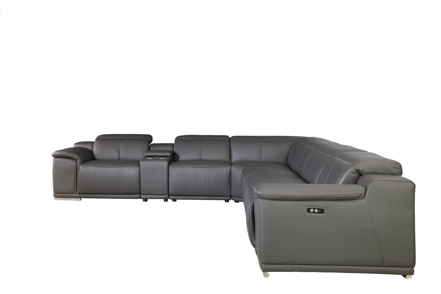 Dark Grey Power Reclining 7PC Sectional By Homeroots - 366357 | Sectional | Modishstore - 3