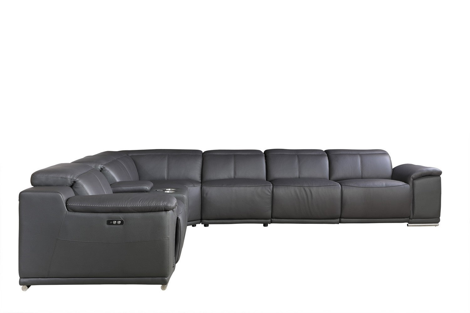 Dark Grey Power Reclining 7PC Sectional By Homeroots - 366357 | Sectional | Modishstore - 4