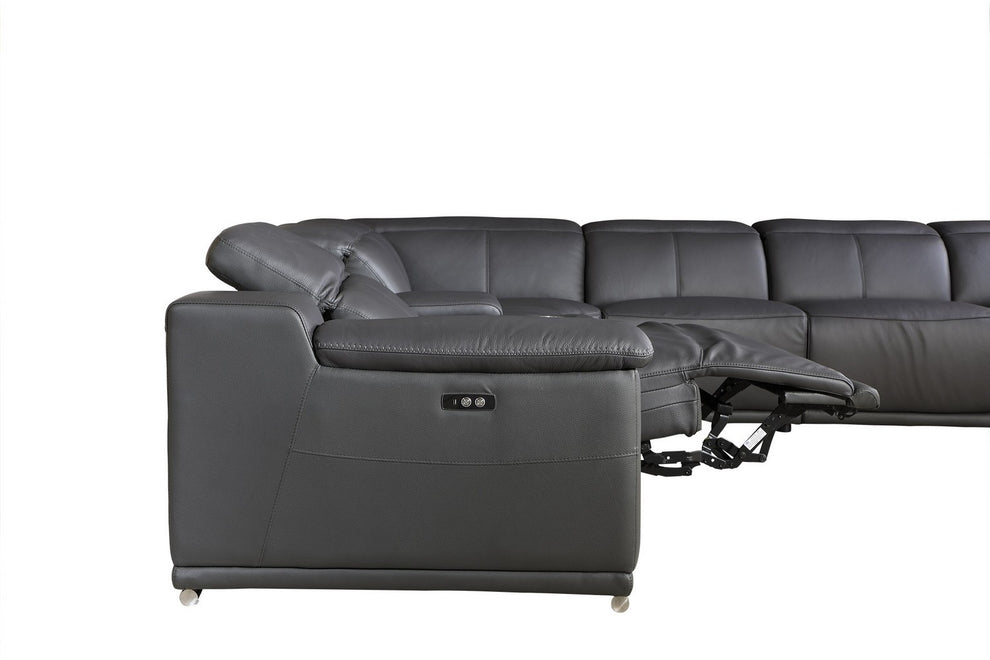 Dark Grey Power Reclining 7PC Sectional By Homeroots - 366358 | Sectional | Modishstore - 4