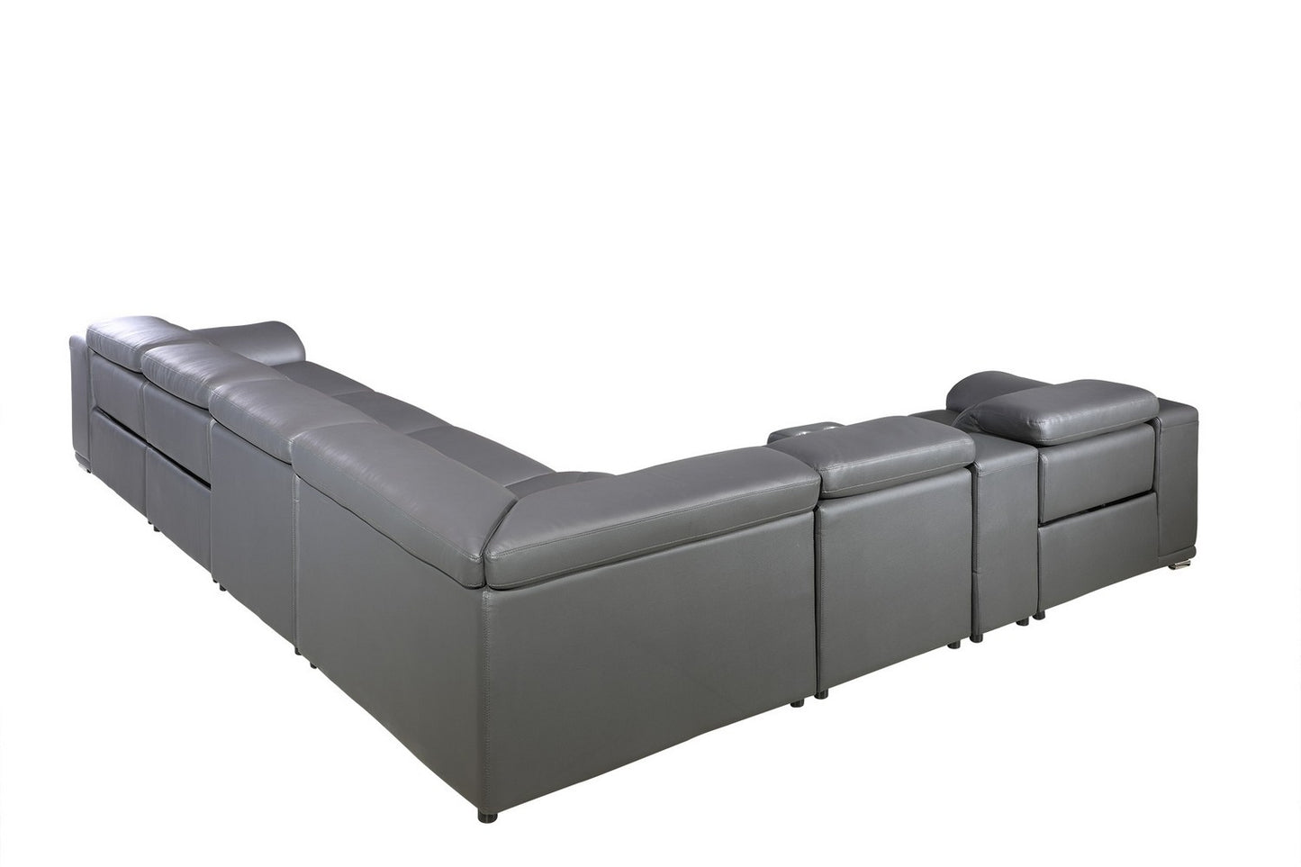 Dark Grey Power Reclining 8PC Sectional By Homeroots - 366359 | Sectional | Modishstore - 3