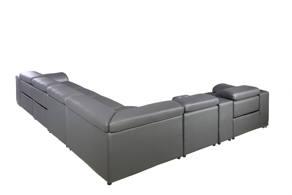 Dark Grey Power Reclining 8PC Sectional By Homeroots - 366360 | Sectional | Modishstore - 3