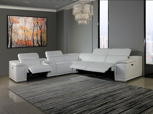 White Power Reclining 6 PC Sectional By Homeroots | Sectional | Modishstore